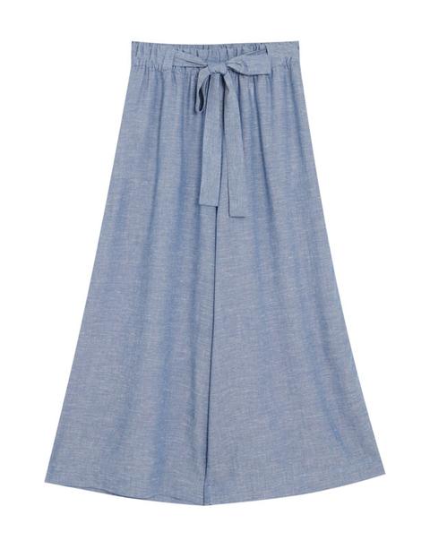 Pantalón Culotte Rayas Lino