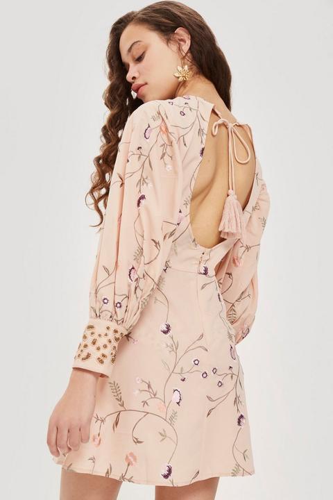 Embroidered Floral Print Dress
