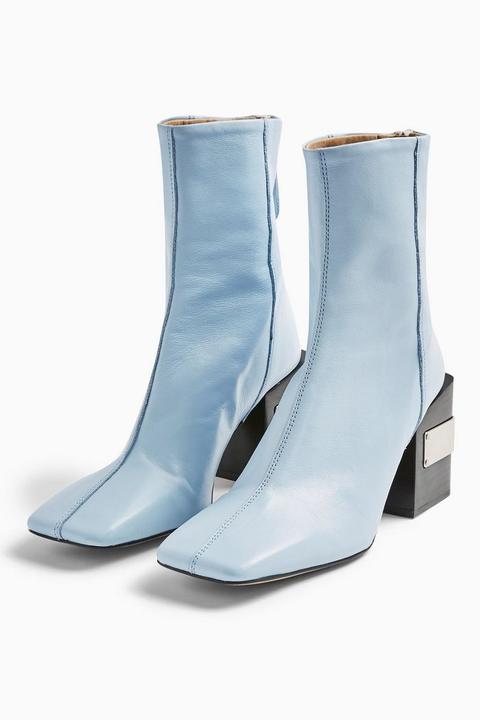 Harris Blue Leather Block Boots