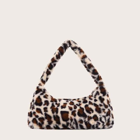 Leopard Fluffy Baguette Bag