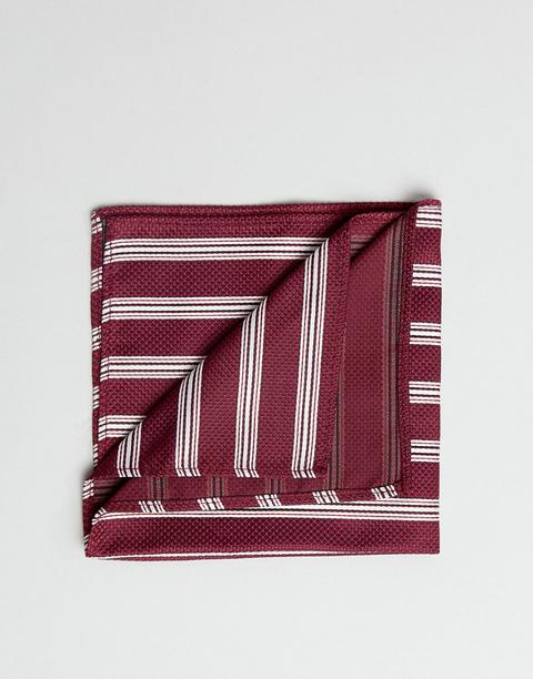 Asos Design - Fazzoletto Da Taschino Bordeaux A Righe - Rosso