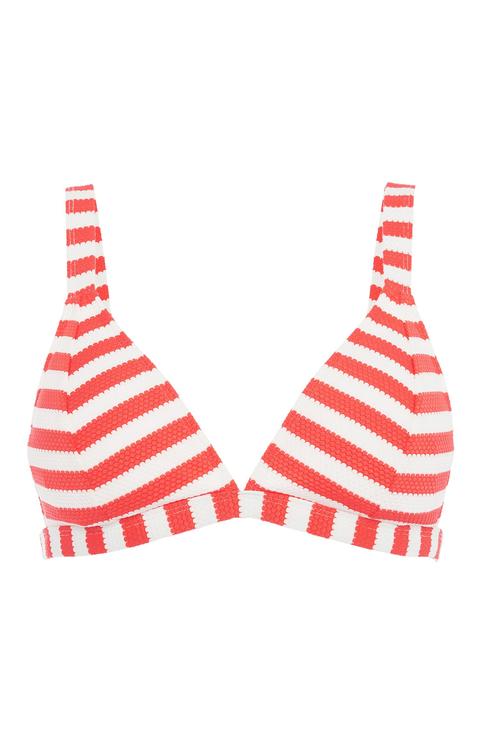 Top De Bikini A Rayas Rojizas
