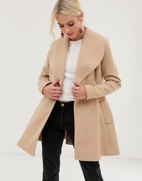 Asos Design Skater Belted Coat-brown