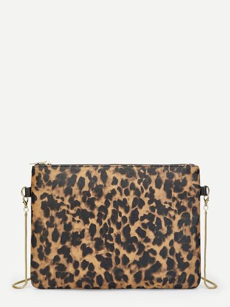 Pochette Con Catena Con Motivo Leopardo