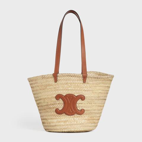 Celine Classic Panier Moyen Modèle Triomphe En Feuilles De Palmier Et Veau