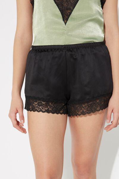 Shorts De Encaje Y Satinados