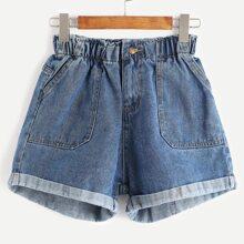 Shorts Denim Bajo De Doblez