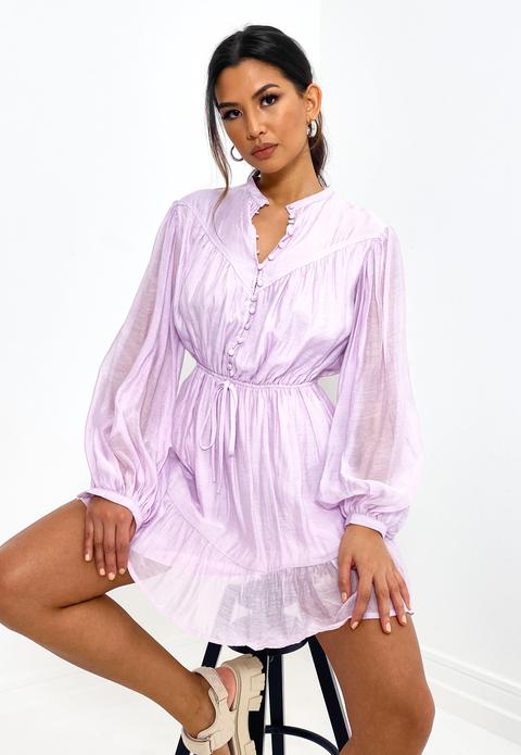 Robe Évasée Lilas Transparente À Fermeture Boutonnée Sur Le Devant