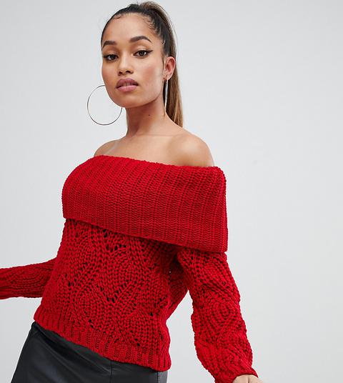 Jersey De Punto Rojo Bardot Exclusivo De Boohoo Petite