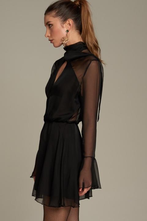 Vestido Negro De Chiffon