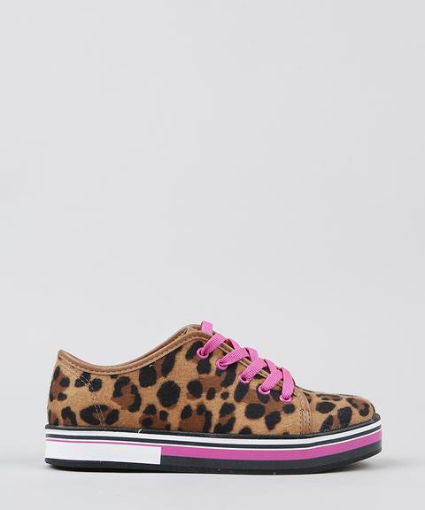 Tênis Infantil Molekinha Flatform Animal Print Caramelo