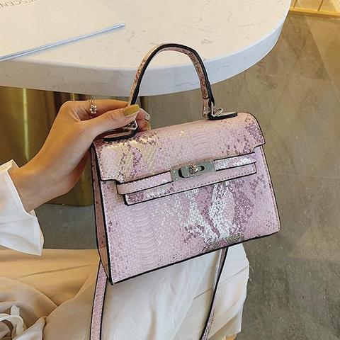 Luxe Metallic Pink Croc Bag