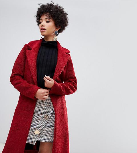 Abrigo Estilo Peluche Con Un Botón En Rojo De River Island