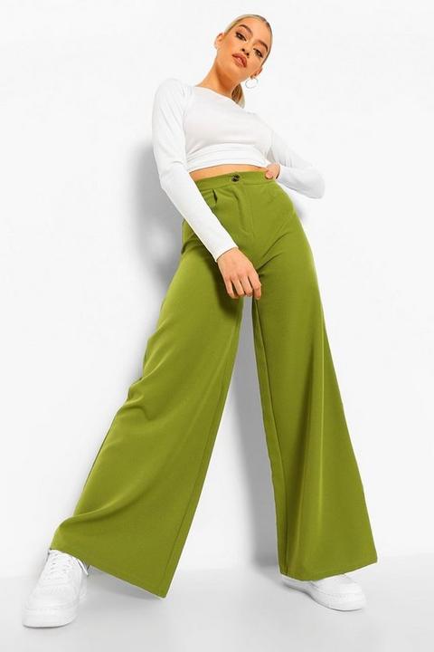 Womens Extreme Wide Leg Woven Trouser - Green - 14, Green