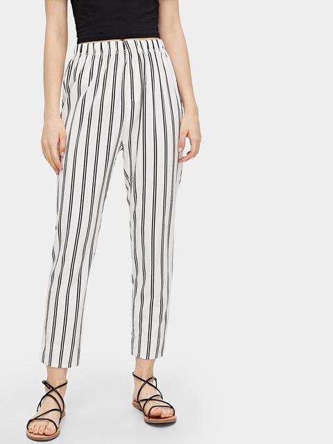 Striped Elastic Waist Pants