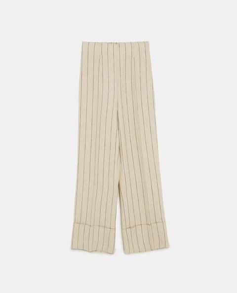 Linen Trousers With Turn-up Hems