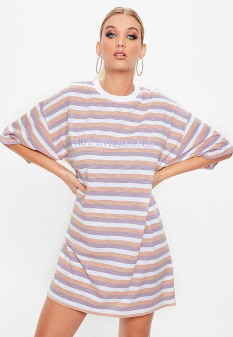 Lilac Oversized Not Interested Slogan T-shirt, Lilac