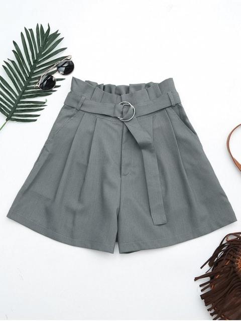 Ruffles Belted Wide Legged Paperbag Shorts