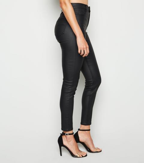 Black Leather-look 'lift & Shape' Jenna Skinny Jeans New Look