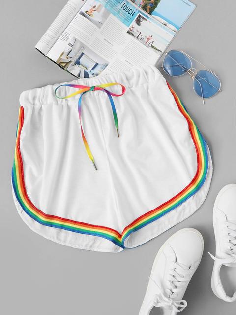 Pantaloncini A Contrasto Rainbow Stripe