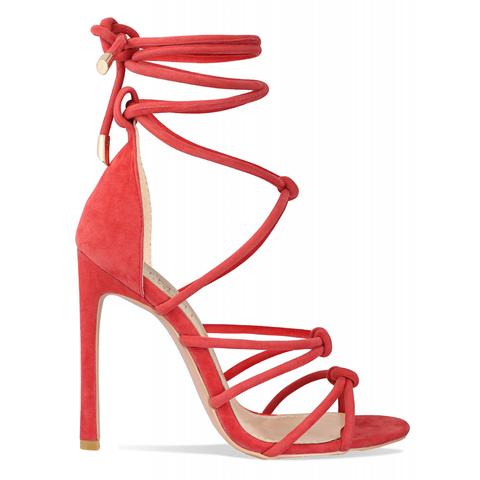 Sierra Coral Suede Knot Lace Up Heels