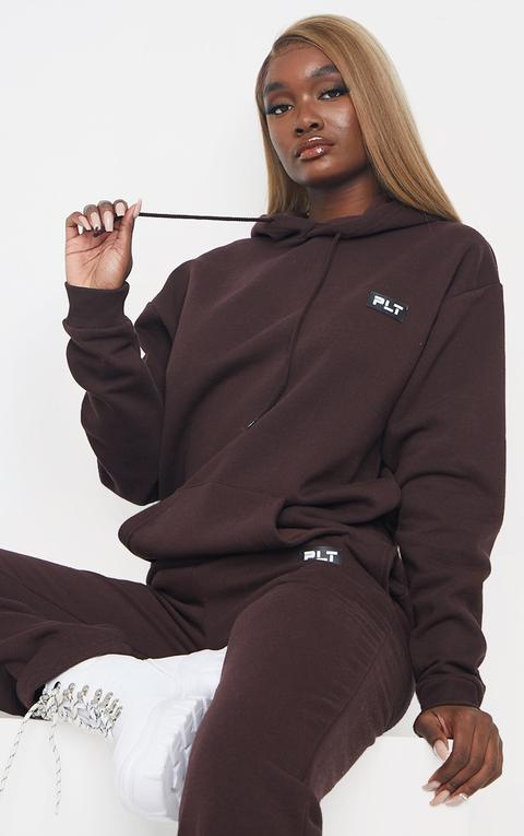 Prettylittlething Tall Chocolate Badge Detail Oversized Hoodie