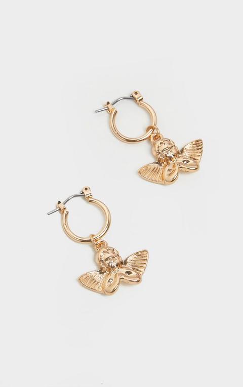 Gold Cherub Hoop Earring