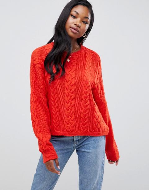 Asos Design - Maglione A Trecce - Arancione