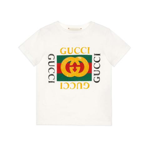 Camiseta Infantil De Algodón Con Logotipo Gucci