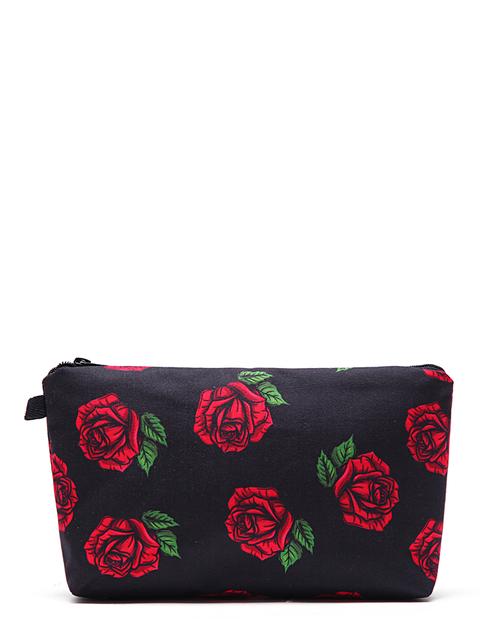 Rose Flower Print Makeup Bag