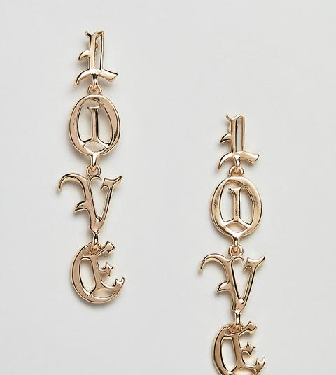 Glamorous - Love - Boucles D'oreilles Avec Pendant - Or - Doré