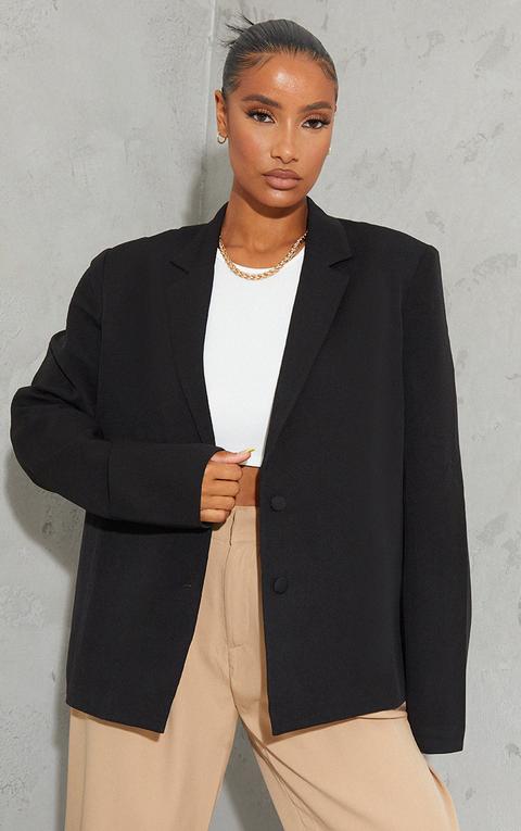 Black Oversized Straight Boxy Blazer