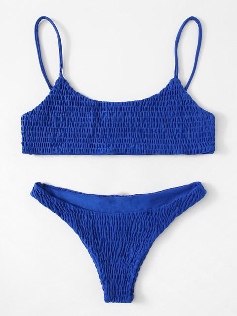 Set Di Bikini A Tinta Unita Shirred