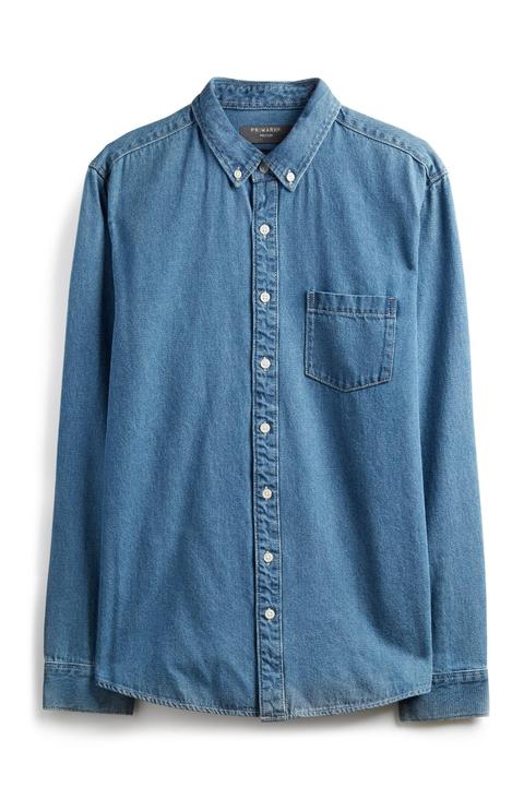 Camisa Vaquera De Manga Larga Azul