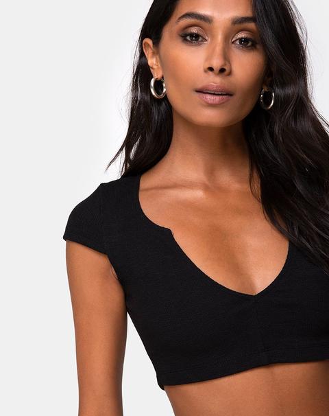 Guanna Crop Top In Rib Black