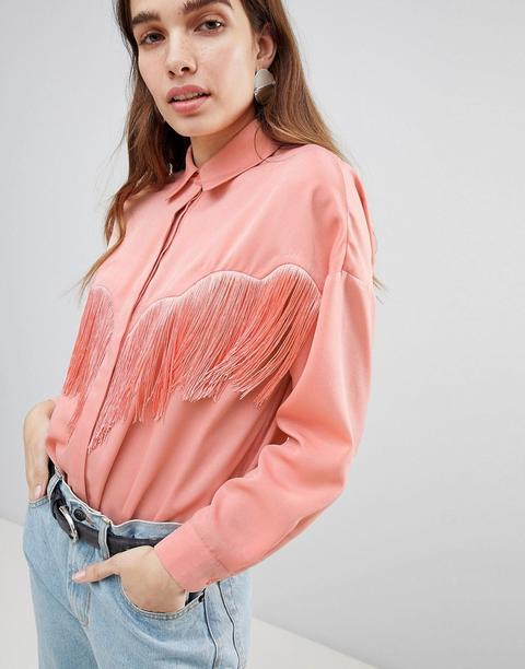 Camisa Extragrande Con Flecos De Asos Design