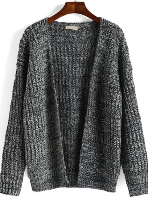 Grey Long Sleeve Chunky Loose Cardigan