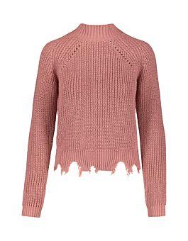 Maglione Rosa A Costine Destroy