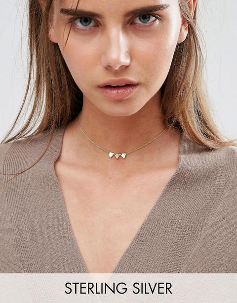 Gargantilla De Plata De Ley Chapada En Oro Con Diseño De Banderines De Asos