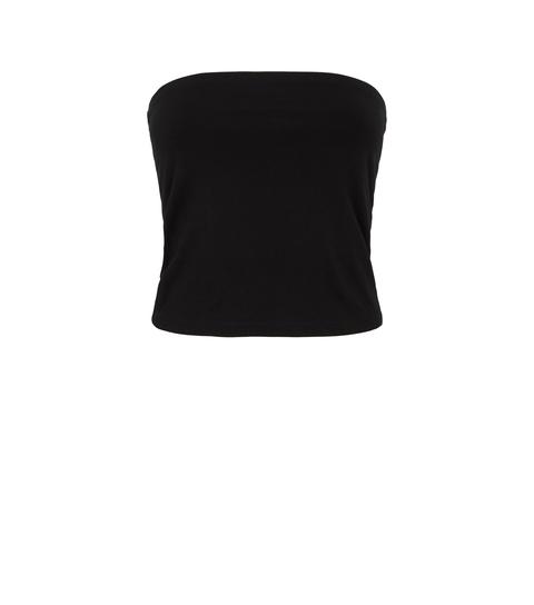 Black Cropped Bandeau Top New Look