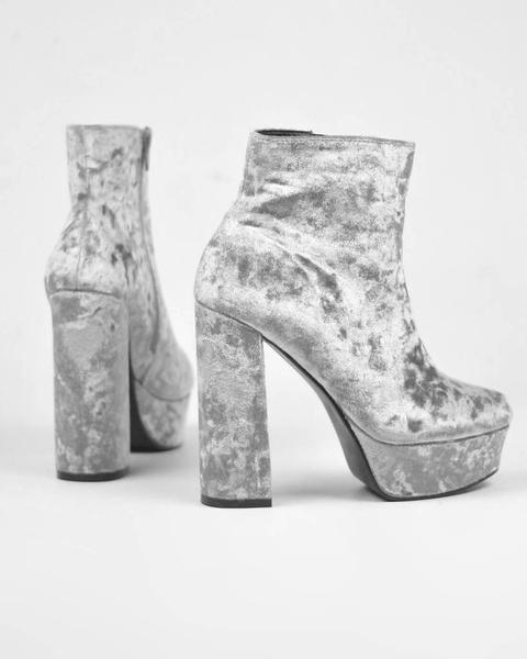 Emily - Grey Velvet Ankle Boots