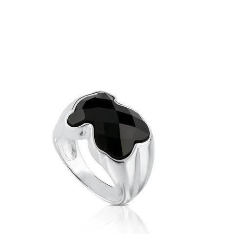 Anillo De Plata Y Ónix Facetado Forma Oso Pequeño Tous Color