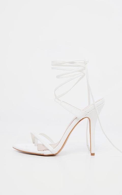 white ankle tie heels