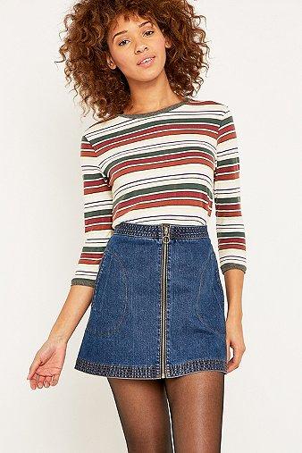 Urban Outfitters A-line Zip Denim Mini Skirt