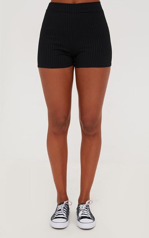 Janice Black Ribbed Shorts