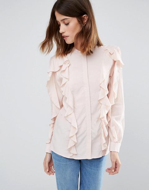 Blusa Con Volantes De Warehouse