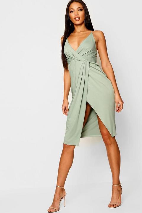 Strappy Wrap Detail Midi Dress