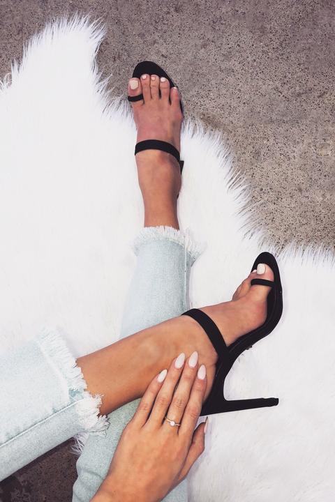 Evelyn Lycra Strap Heel - Black