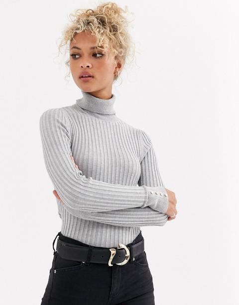 New Look Roll Neck Jumper In Light Grey