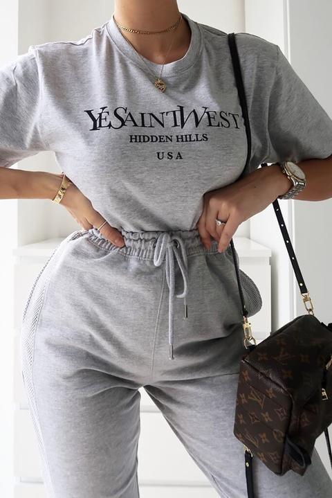 Grey Marl Ye Saint Slogan Oversized T